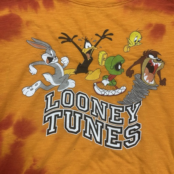 Looney Toons Tie Dye Shirt Women's 2XL Orange Red Long Sleeve Bugs Bunny Y2K - Picture 3 of 11